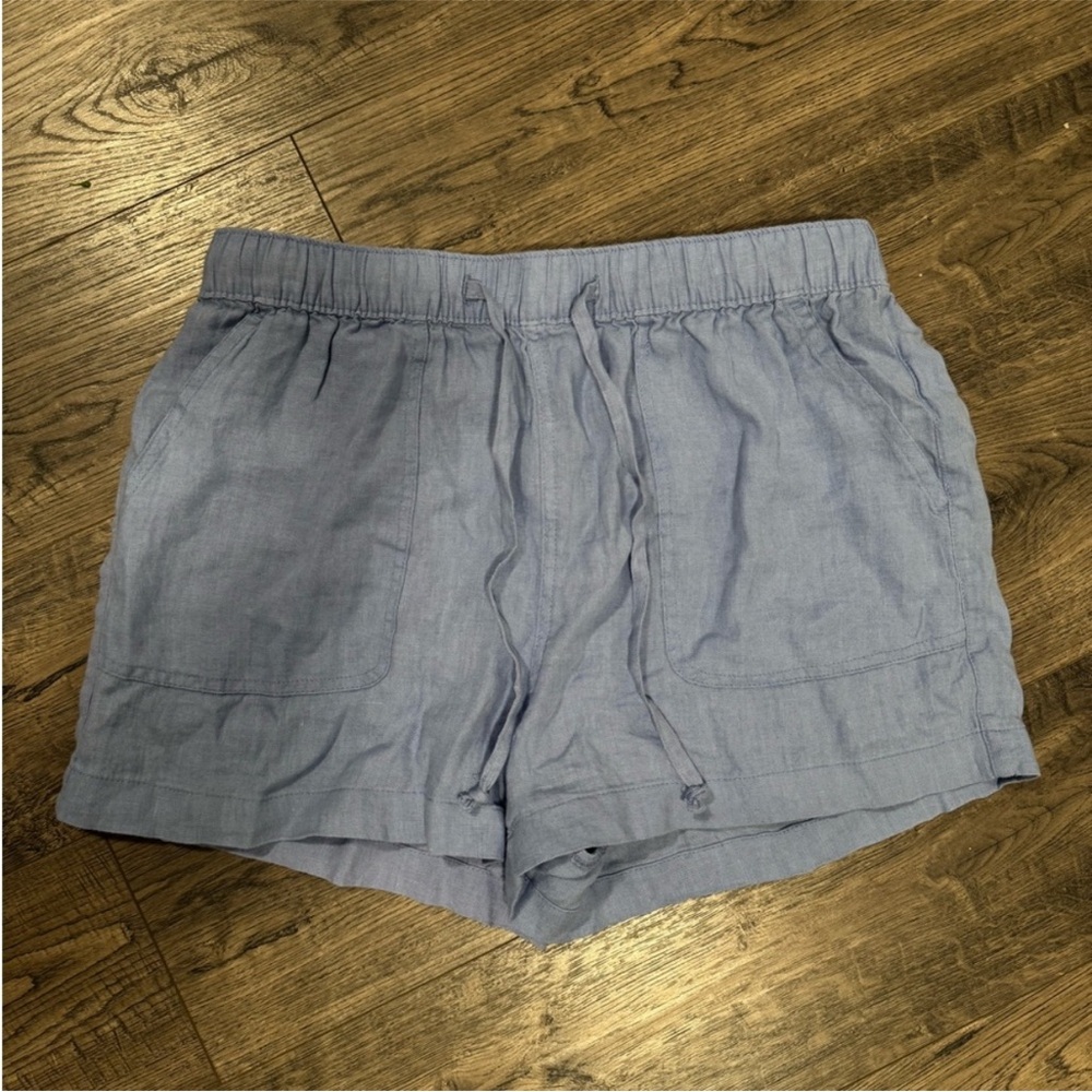 C.C Blue Elastic-Waist Linen Shorts
